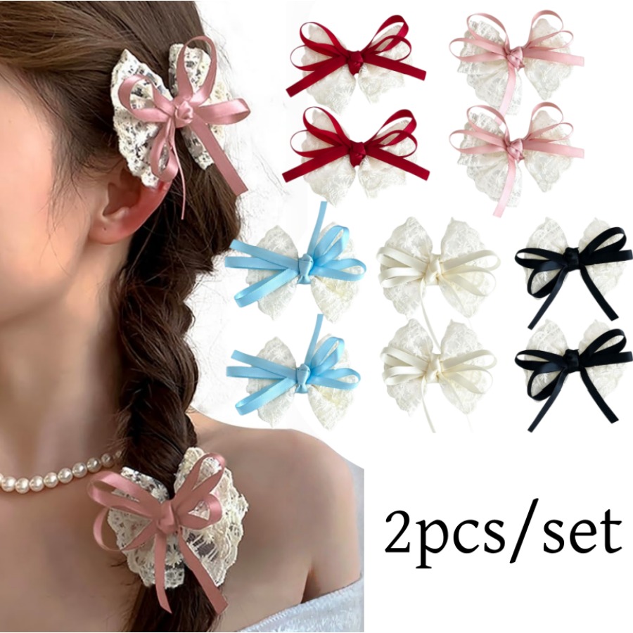 2pcs/set Cute Lace Bow Hair Cl - огляд і ціна Travel Accessories For Kids