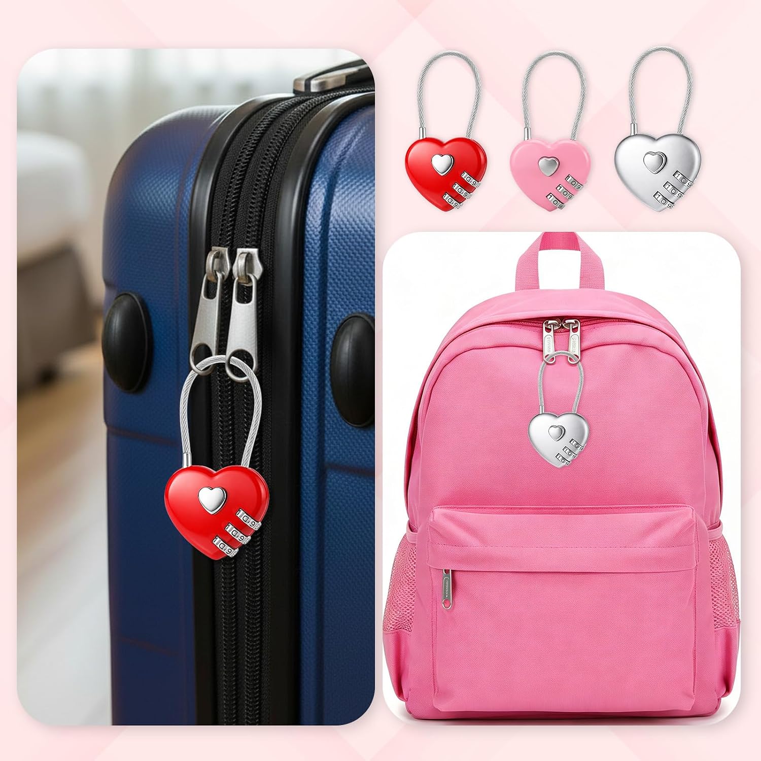 Pink Heart-Shaped 3-Digit Comb - огляд і ціна Cable Lock Combination