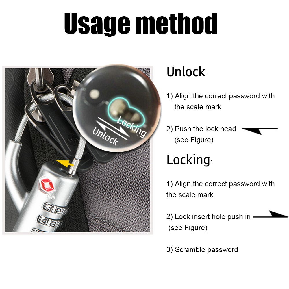 High Security Cable Luggage Lo - огляд і ціна Cable Lock Combination